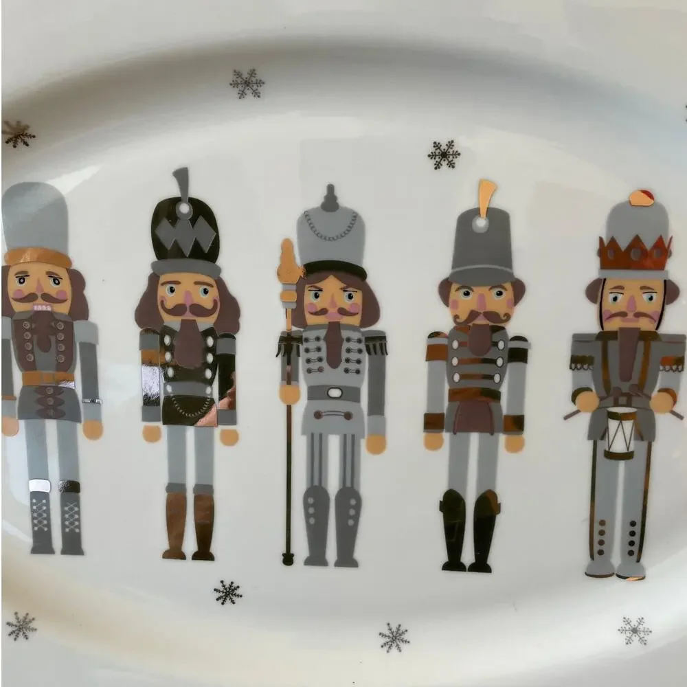 Christmas Nutcracker Soldier Serving Platter Tray 10x14 Oval Holiday New